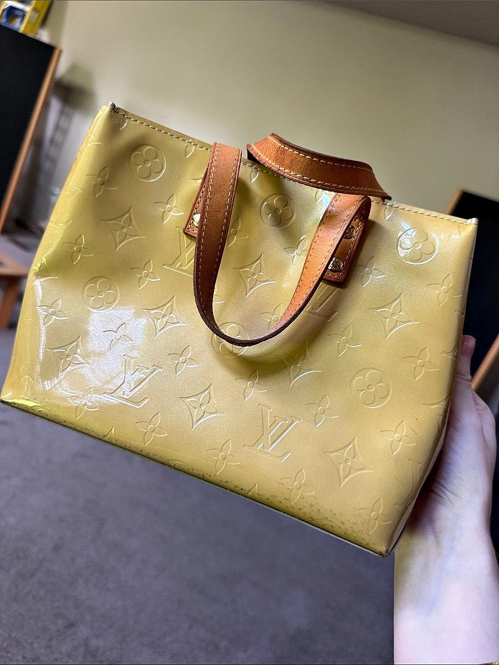 Louis Vuitton Monogram Vernis Thompson Street Tote in Yellow & Brown